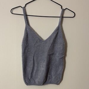 Soft Knit V-Neck Camisole Top in Light blue grey
